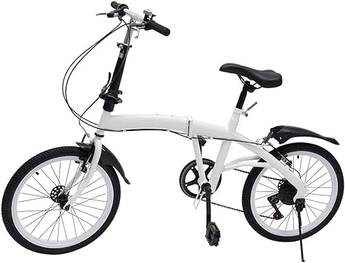 Folding Bike : Adult Folding Bike, 7-Speed Shifter Folding Bicycle Light Weight Carbon Steel Folding Bike City Camping Bicycle Lightweight Portable Bike for Women and Men A, 20in