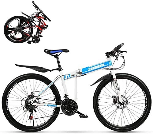 Folding Bike : Adult Folding Bike Foldable Outroad Bicycles Men Women Folding Mountain Bikes for 26inch 24Speed Outdoor Bicycle-blue