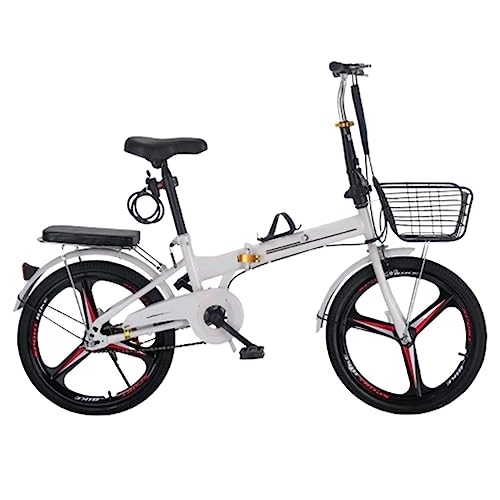 Folding Bike : Adult Folding Bike, Folding City Bicycle Light Weight Carbon Steel Height Adjustable Camping Bicycle with Front and Rear Fenders for Men Woman Teens A, 20in