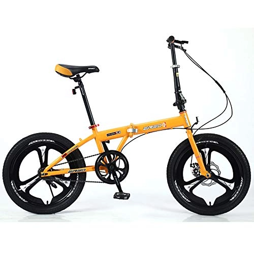 Folding Bike : Adult Folding Bike, Student 18 / 20 Inch, Light Male And Female Adult Bikes, Ultra Light Portable Single Speed Bicycle, Yellow, 18 inches