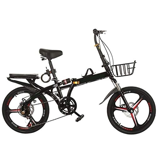 Folding Bike : Adult Folding Bikes Folding Bicycle Shock Absorption Optional Variable Speed Male And Female Young Students Lightweight Double Disc Brake Leisure Pedal Bicycle 20 Inch Top With + Speed Change + Double
