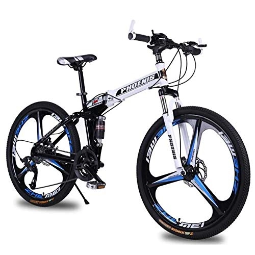 Folding Bike : Adult Folding Mountain Bike, 26 Inch MTB Bicycle 24 / 27Speed Folding Outroad Bicycles Double Shock-Absorbing Disc Brake Folding Mountain Bike Male and Female Student Bicycle A, 26in24Speed