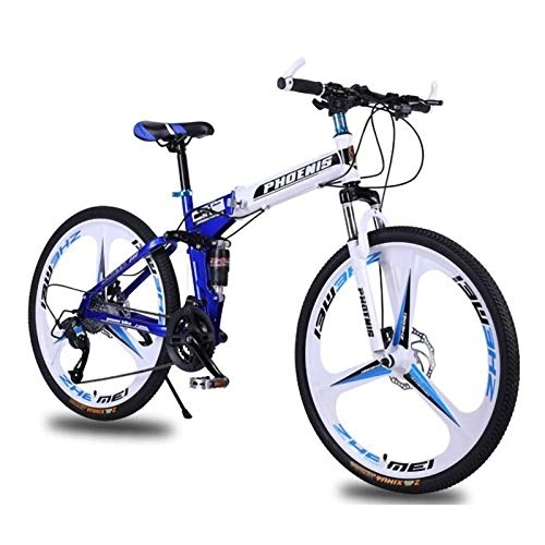 Folding Bike : Adult Folding Mountain Bike, 26 Inch MTB Bicycle 24 / 27Speed Folding Outroad Bicycles Double Shock-Absorbing Disc Brake Folding Mountain Bike Male and Female Student Bicycle E, 26in27Speed