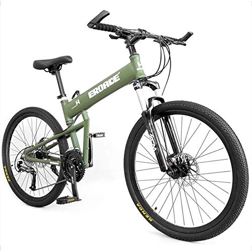 Folding Bike : Adult Kids Mountain Bikes, Aluminum Full Suspension Frame Hardtail Mountain Bike, Folding Mountain Bicycle, Adjustable Seat, Black, 29 Inch 30 Speed, (Color : Green, Size : 26 Inch 30 Speed)