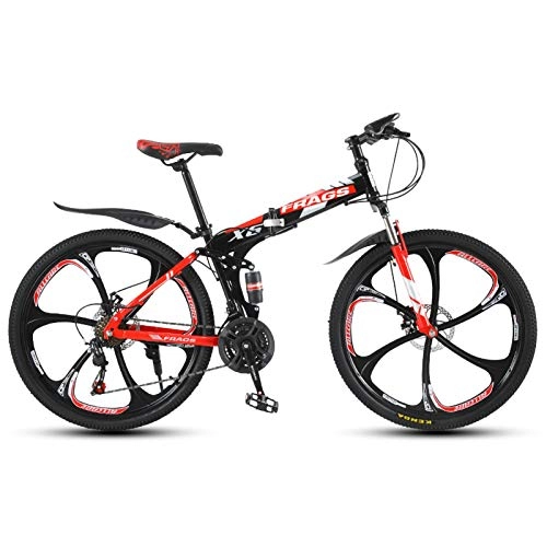 Folding Bike : Adult Men Women Folding Mountain Bike, 24 / 26 Inch Steel frame MTB Bicycle 51-8 Siamese finger dial with Mechanical disc brake 21-24-27 Speed Wheels Outdoor Bicycle D, 26 inch 21 speed