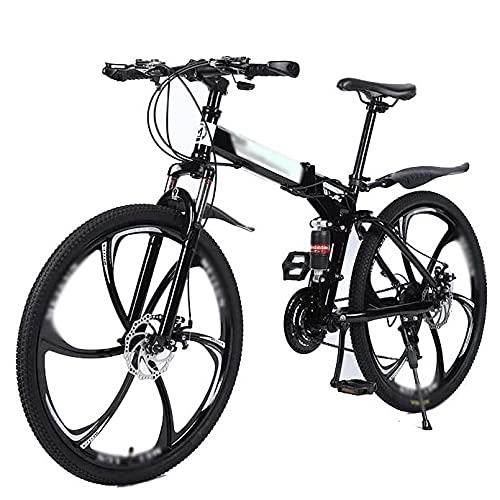 Folding Bike : Adult Mountain Bike, Bicycle High Carbon Steel Double Disc Brake Folding MTB Student Bicycle Men And Women Outdoor Bikes, 24speed