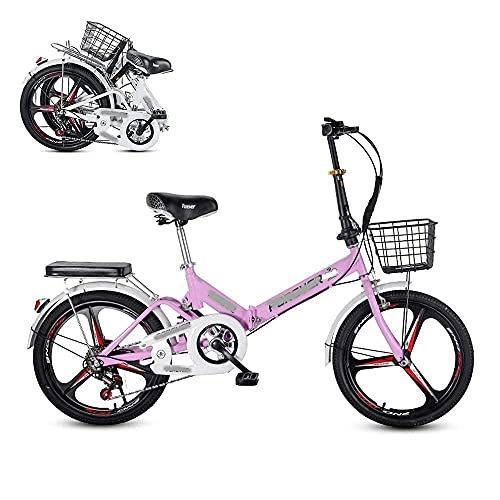 Folding Bike : Adult mountain bike- Folding Adult Bicycle, 20-inch 6-Speed Variable Speed Integrated Wheel, Free Installation Commuter Bicycle, Adjustable and Comfortable Seat Cushion