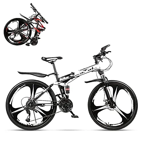 Folding Bike : Adult mountain bike- Folding Adult Bicycle, 26 Inch Variable Speed Mountain Bike, Double Shock Absorber for Men and Women, Dual Disc Brakes, 21 / 24 / 27 / 30 Speed Optional