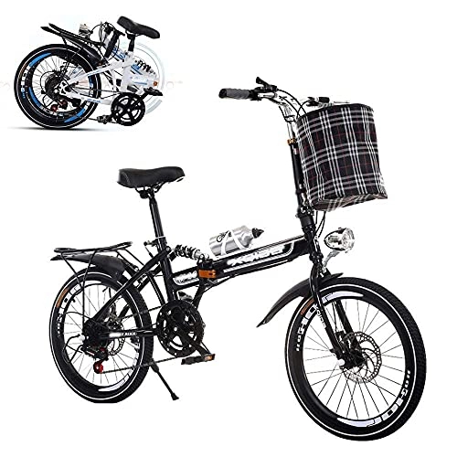 Folding Bike : Adult mountain bike- Folding Adult Bicycle, 26-inch Variable Speed Portable Bicycle Shock Absorption Damping Front and Rear Double Disc Brakes Reinforced Frame Anti-skid Tires