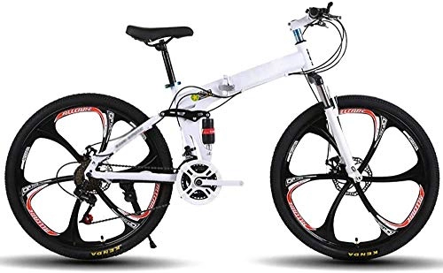 Folding Bike : Adult Mountain Bikes 24inch 24Speed Folding Bike Foldable Outroad Bicycles Folded WithinFolding Outdoor Bicycle for men women-White
