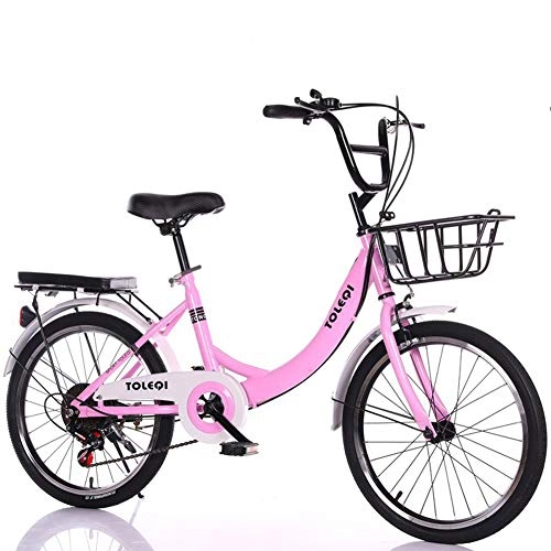 Folding Bike : Adult Mountain Bikes, Folding Bicycles Front And Rear Double Brake Design Speed Bicycle Steel Carbon Mountain Bicycles Load Capacity 90Kg, 20 inches, Variable speed