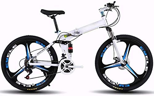 Folding Bike : Adult Mountain Bikes Folding MTB Bicycle Foldable Outroad Bicycles Folded Within 26inch 21-Speed for Outdoor Bicycle-White