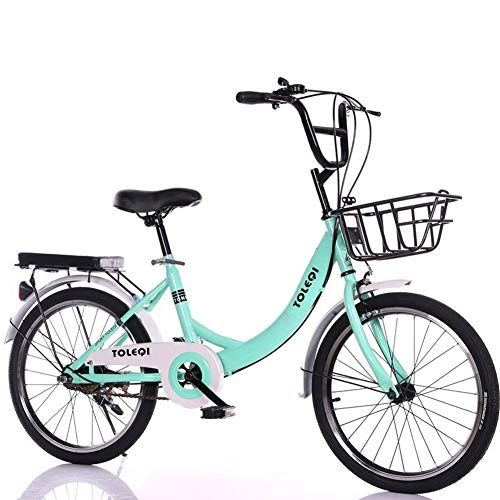 Folding Bike : Adult Mountain Bikes, Spoke Wheel Carbon Steel Mountain Bike Folding Speed Bicycle Fold at Any Time Save Space Load Capacity 90Kg, 16 inches, Single speed