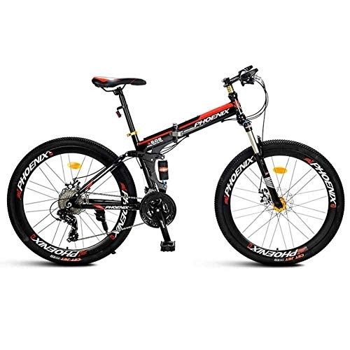 Folding Bike : Adult Mountain BikesMountain Folding Bicycle, 26" Double Disc Brakes Fast Folding Mountain Bike 21 Speed Double Shock Absorption High Carbon Steel Frame Male And Female Students Bicycle