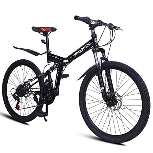 Folding Bike : Adult Road Racing Bike 26 inch Folding Mountain Bike, 21 Speed Carbon Steel Mountain Bicycle for Adults, Non-Slip Bike, with Dual Suspension Frame and Disc Brake for Outdoor