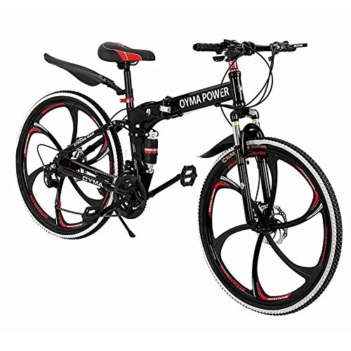 Folding Bike : Adult Road Racing Bike 26 Inch Folding Mountain Bike Bicycle Dual Disc Brakes Full Suspension Non-Slip MTB Bikes, 3 Spoke Wheels, Lightweight for Men Women Bicycle