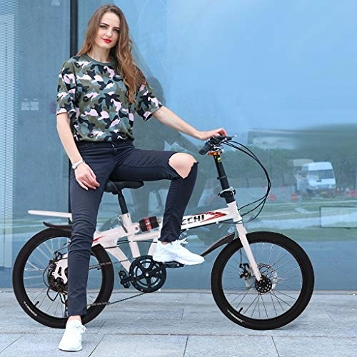 Folding Bike : Adult Road Racing Bike Folding Bikes, Mountain Bike, 20in 7 Speed ?City Folding High Tensile Leisure Lightweight Aluminum Compact Bike Outdoor Bikes for Men Women