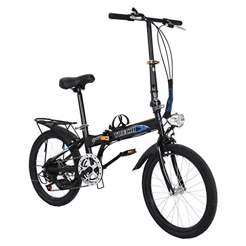 Folding Bike : Adult Road Racing Bike Mountain Bikes 20in Foldable Bicycle for Adult ?7 Speed City Compact Suspension Bikes Aluminum Easy Folding Urban Bikes Commuters with Back Seat and Front Lamp