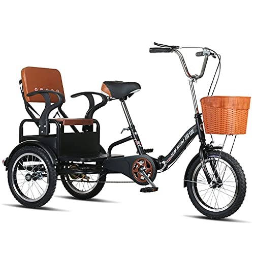 Folding Bike : Adult Tricycle Folding 16 INCH 3-Wheel Bicycle Simple Modern City Bike Trike Bike Bicycle For Picnic Shopping Work Men And Women(Color:black)