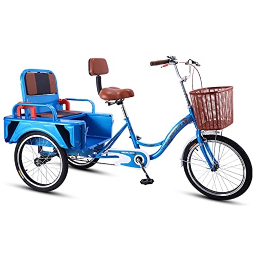 Folding Bike : Adult Tricycles With Folding Seat Three Wheel Bike Trike Bike Bicycle For Picnic Shopping Work Men And Women(Color:blue)