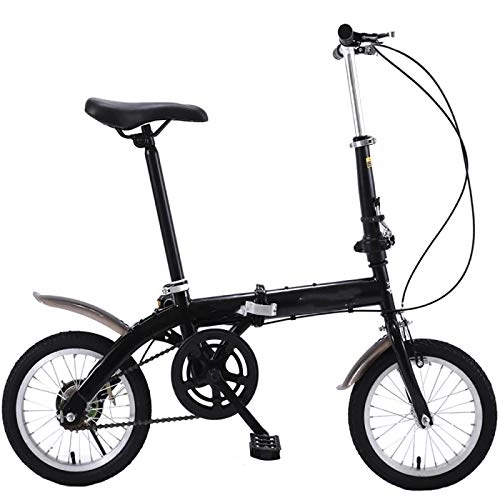 Folding Bike : Adult Work Bike Road Folding Bicycle, for Men 14 Inch Wheel Carbon Racing Front and Rear Mechanical Ride, for Urban Environment and Commuting To and From Get Off Work BlackVbrake
