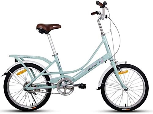 Folding Bike : Adults 20" Folding Bikes, Light Weight Folding Bike With Rear Carry Rack, Single Speed Foldable Compact Bicycle, Aluminum Alloy Frame, (Color : Light Green)