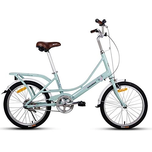 Folding Bike : Adults 20" Folding Bikes, Light Weight Folding Bike with Rear Carry Rack, Single Speed Foldable Compact Bicycle, Aluminum Alloy Frame, Light Green FDWFN (Color : Light Green)