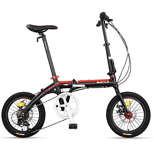 Folding Bike : Adults Folding Bike, Foldable Compact Bicycle, 16" 7 Speed Super Compact Light Weight Folding Bike, Reinforced Frame Commuter Bike
