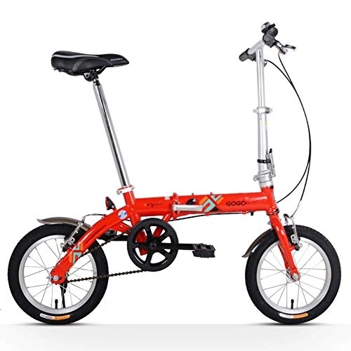 Folding Bike : Adults Folding Bikes, Unisex Kids Single Speed Foldable Bicycle, Lightweight Portable Mini 14 inch Reinforced Frame Commuter Bike, Blue FDWFN (Color : Red)