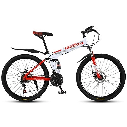 Folding Bike : Adults Men and Women Folding Mountain Bike, 24 / 26 Inch Steel frame MTB Bicycle with Mechanical disc brake 51-8 Siamese finger dial 21 / 24 / 27 Speed Outdoor Bicycle C, 24 inch 24 speed