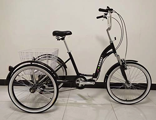 Folding Bike : Adults tricycle, three wheeled bicycle, folding frame, 6-speed shimano gears, alloy frame, front suspension (Black)
