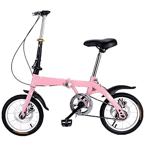 Folding Bike : Agoinz 16" Folding Bike Mountain Bike For Adults Pink Folding Bike Soft Cushion, Dustproof Wear-resistant Tires Bicycl Low Friction, Effortless Riding