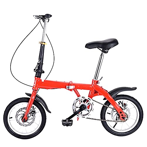 Folding Bike : Agoinz 16" Red Folding Bike Folding Bike Mountain Bike Soft Cushion, Dustproof Wear-resistant Tires Bicycl Low Friction, Effortless Riding For Adults