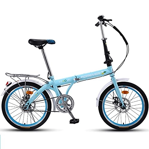 Folding Bike : Agoinz 20" Lightweight Alloy Folding City Bike Bicycle, Mechanical Disc Brake- 16AF02W Portable Bicycle for Adult Student Teens Folding