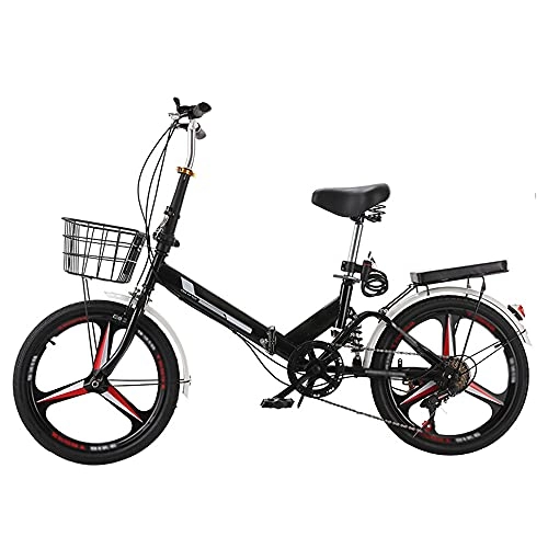 Folding Bike : Agoinz Bicycle Black Mountain Bike Folding Bike Shock Absorbing, Variable Speed Running On The Highway, With Back Seat And Basket, Lightweight And Stylish