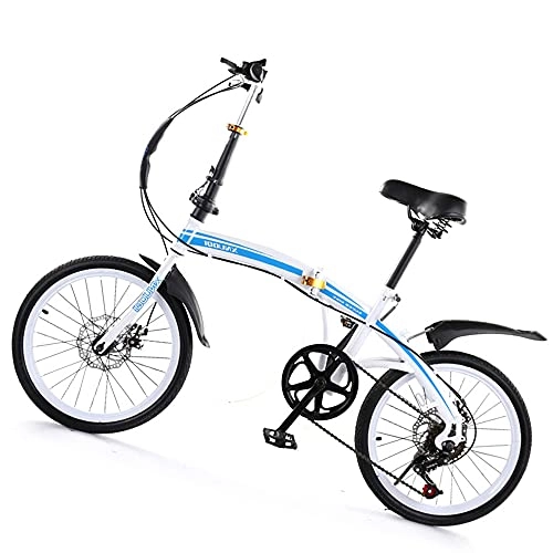 Folding Bike : Agoinz Blue Cycling Mountain Bikes, Six Level Shifting, For 20 Inch, Thickened High Carbon Steel Material, Ergonomic For Adults Men Women, Sensitive Fast Folding