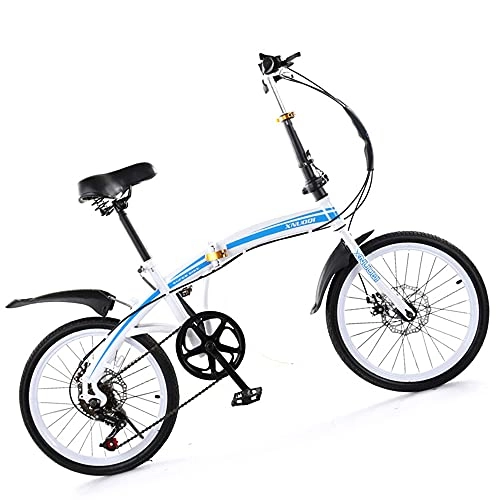 Folding Bike : Agoinz Blue Cycling Sensitive Mountain Bikes Fast Folding, Six Level Shifting, For 20 Inch, Thickened High Carbon Steel Material, Ergonomic For Adults Men Women