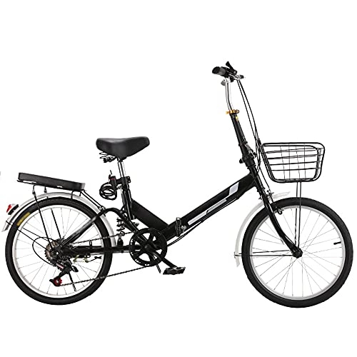 Folding Bike : Agoinz Folding Bike Mountain Bike Bicycle BlackThe Highway, With Back Seat And Basket, ​Shock ​Absorbing Lightweight And Stylish, Variable Speed Running On