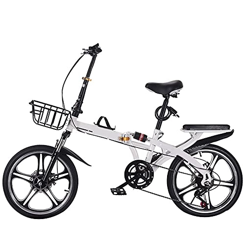 Folding Bike : Agoinz Folding Bike Mountain Bike Wear-resistant, Breathable And Smooth Soft Cushion, Effortless Riding, Dustproof, Low Friction Tires White Bicycle