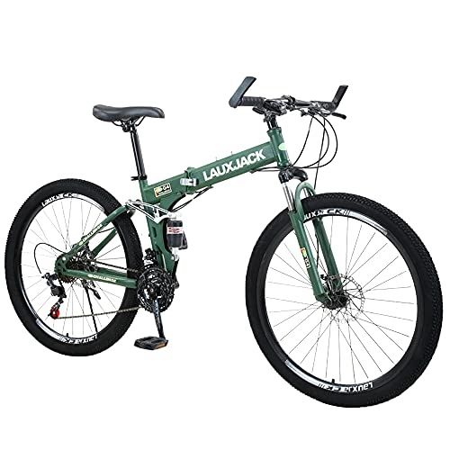 Folding Bike : Agoinz Green Bicycle Mountain Bike Ergonomic Saddle Folding Bike, Anti-skid Tires, Small Space Occupation Comfortable And Beautiful Easy To Fold