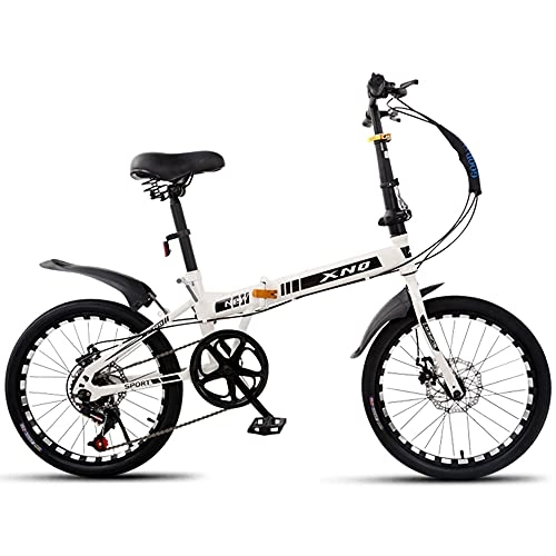 Folding Bike : Agoinz Mountain Bicycle White Folding Bike 20 Inch Saddle Retractable Easy To Fold, Small Space Occupation, Ergonomic, Anti-skid Tires Bike