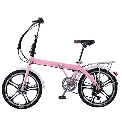 Folding Bike : Agoinz Mountain Bike 7 Speed Folding Bike Pink Dual Suspension Wheel, Height Adjustable Seat, For Mountains And Roads, And Save Space Better