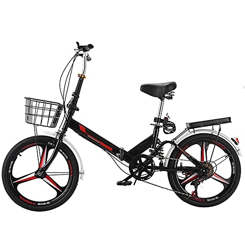 Folding Bike : Agoinz Mountain Bike Black Bicycle Variable Speed Folding Bike, Lightweight And Stylish, Shock Absorbing, Running On The Highway, With Back Seat And Basket