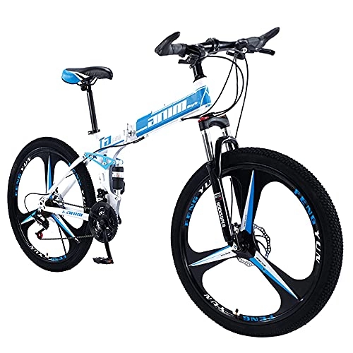 Folding Bike : Agoinz Mountain Bike Blue Bikes Fast Folding Ergonomic Lightweight, 27 Speeds Sport, With Anti Slip Wear Resistant, For Men Or Women Wheel Dual Bike