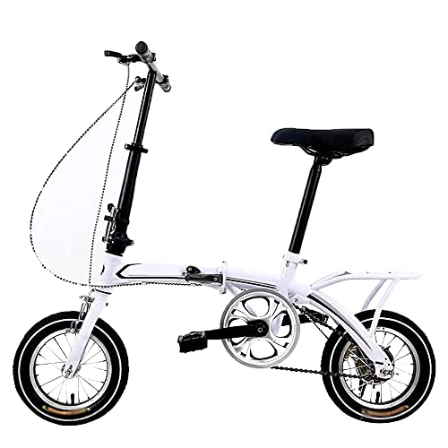 Folding Bike : Agoinz Mountain Bike Breathable And Smooth Soft Cushion 12 Inches Dustproof Wear-resistant Tires Folding Bike Low Friction, Effortless Riding White Bicycl Happy