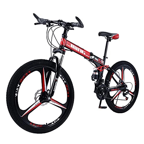 Folding Bike : Agoinz Mountain Bike Dual Wheel Bike Red Bikes Fast Folding Ergonomic Lightweight Sport With Anti Slip Wear Resistant, For Men Or Women