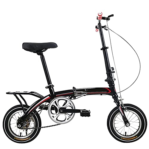 Folding Bike : Agoinz Mountain Bike Folding Bike Black, 12 Inches Dustproof Wear-resistant Tires Bicycl Low Friction, Effortless Riding, Breathable And Smooth Soft Cushion
