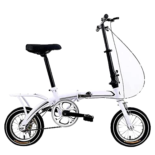 Folding Bike : Agoinz Mountain Bike Folding Bike Breathable And Smooth Soft Cushion 12 Inches Dustproof Wear-resistant Tires White Bicycl Low Friction, Effortless Riding