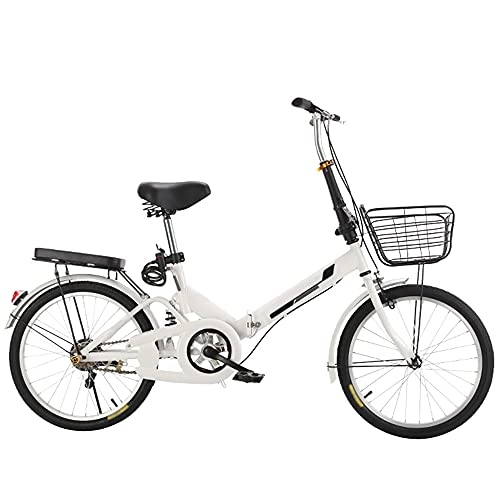 Folding Bike : Agoinz Mountain Bike Folding Bike, ​Shock ​Absorbing White Bicycle, Lightweight And Stylish, Variable Speed Running On The Highway, With Back Seat