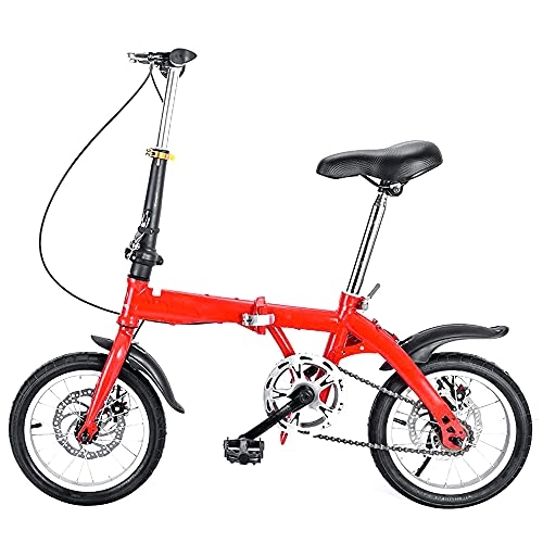 Folding Bike : Agoinz Mountain Bike Folding Bike Variable Speed Adjustable Saddle, Handlebar, Wear-resistant Tires, Thickened High Carbon Steel Frame Red Bicycle